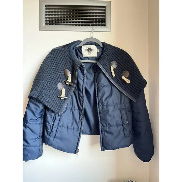 Anthropologie Daughters Of The Liberation Puffer Jacket XS Navy Fold Over XS - Picture 9 of 10